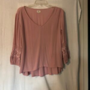 O'Neill Pink Blouse with Lace Sleeves